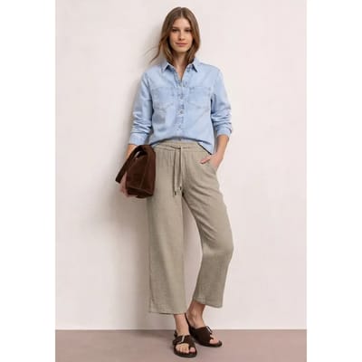 7/8 Wide Legs mousseline broek in Loose Fit