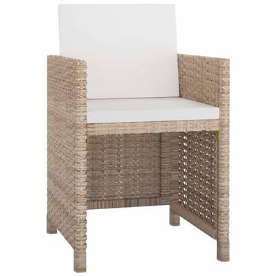 vidaXL - 11-delige - Tuinset - met - kussens - poly - rattan - beige