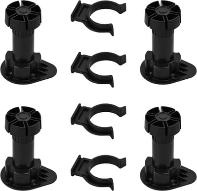 Verstelbare voetclips voor kast en meubels, 4-delige set, kunststof, geschikt voor badkamer en keuken, hoogte 100-130 mm