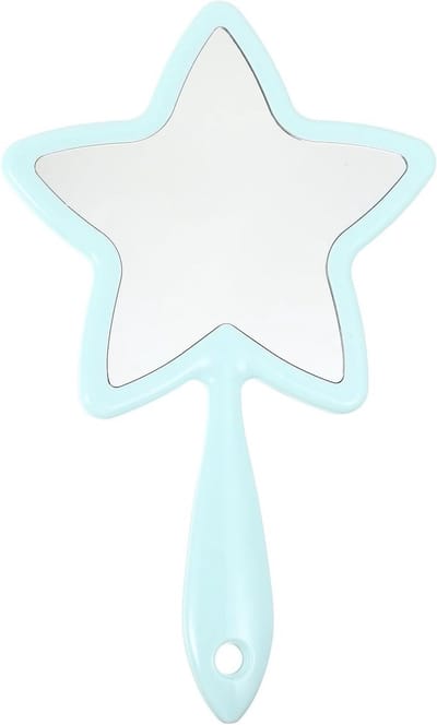 Handspiegel - Make-up spiegel - Make-up aanbrengen - Vijfhoekige handgreep - 26 x 16 cm - Roze