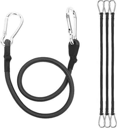 Elastische touwen met haken, bevestigingsriemen met karabijnhaak, spansloten, elastisch touw voor dekzeilen, vervoer van bagage, motorfiets, fiets, zwart (4 stuks 60 cm)