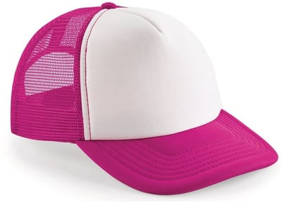 2x Vintage/retro snapback truckers pet fuchsia/wit voor volwassenen - Hippe petten/caps