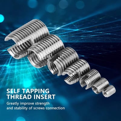Dailygoods- Sneldraadinzetstuk 50 Stuks - Roestvrij Stalen Zelftappende Draadinzetstukken - Draadversteviging - Reparatietool - M3-M12 - Opbergkoffer - Draadinzetstuk