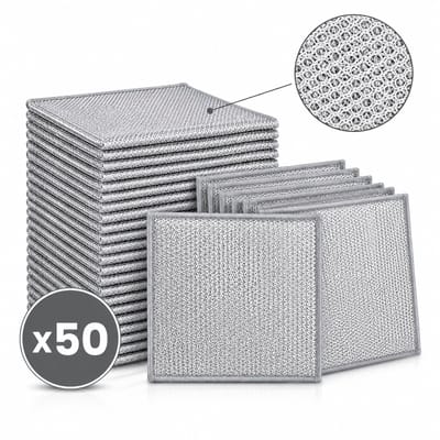PolkaHome Mesh Afwasdoeken 50 Stuks – Herbruikbare Vaatdoekjes – Wasbare Schoonmaakdoekjes voor Keuken & Afwas – Duurzame Mesh Doekjes – Zilvergrijs