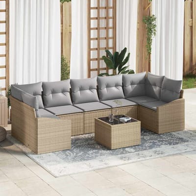 vidaXL Bankstel Beige en Licht Grijs 55 x 55 x 37 cm poly rattan