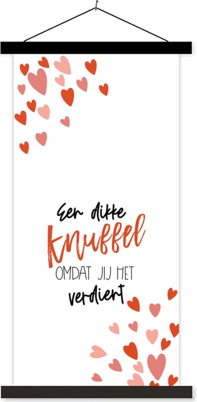 Posterhanger incl. Poster 40x80 cm - Schoolplaat - Get well soon - Quotes - Knuffel - Textielposter - Zwarte latten