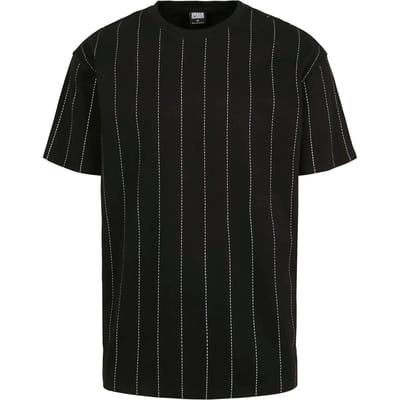 Urban Classics - Oversized Pinstripe Heren T-shirt - L - Zwart