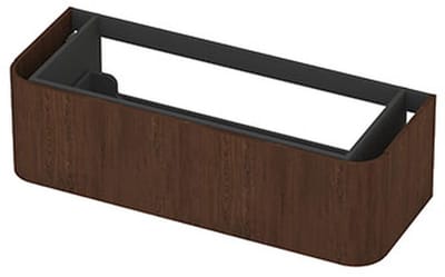 INK - Afgeronde Onderkast Fineer 1 Lade Softclose met Gefreesd Front Tbv Grepen - 1200x450x350 Mm - Shadow Veneer