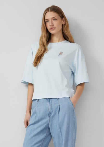 Oversized T-shirt van zacht katoen jersey met print voor en achter dames s.Oliver