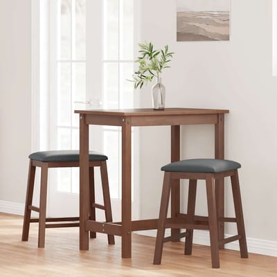 vidaXL - Barstoelen - met - kussens - 2 - st - massief - hout - rubber - bruin