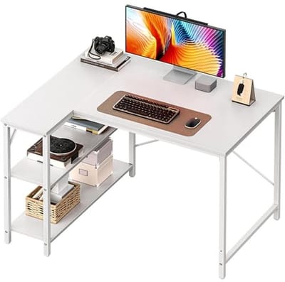 L-vormig bureau 99 inch met omkeerbare opbergplanken - Gaming voor thuiswerk
