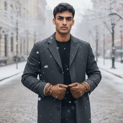 Herenhandschoenen van Italiaans leer met warme wollen voering voor de winter, casual rijden en rijden