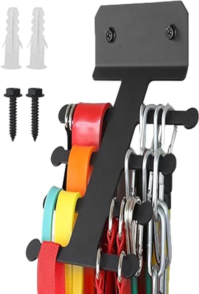 Opberghouder Elastische Banden - Fitness Organizer - Sportruimte Ordenen - Visgraat Wandmontage - Tot 8 kg - Zilverkleurig