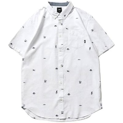 Vans Beach Allover Print Sportief Casual Ademend T-shirt met Korte Mouwen Heren shirts Wit VN0000MYYQJ S white