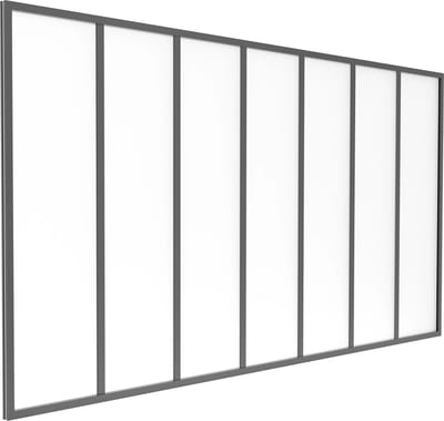 Vente-unique Glazen binnenraam van gepoedercoat aluminium en matglas - 210 x 105 cm (B x H) - Zwart - BAYVIEW