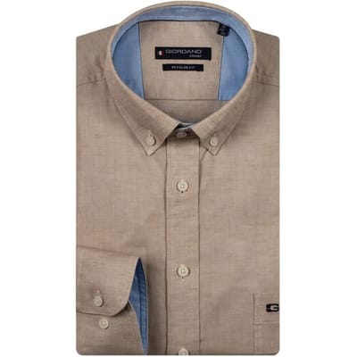 Giordano Overhemd Ivy Uni Color Button Down Donker Beige / male