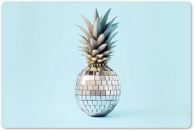 Placemats 45x30 cm - Placemat kunststof - 1 stuk - Blauw - Ananas - Disco - Discobal - Borden onderleggers - Decoratie voor op tafel - Keuken tafeldecoratie accessoires - Vinyl onderlegger - Tafelversiering