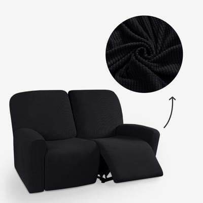 BankhoesDiscounter Knitted Recliner Fauteuil Hoes – Relaxzetel – Relax Sofa Hoes – Bankbeschermer – Zetel Hoes - Sofa Cover - M2 (122-165cm) - Zwart