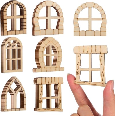 25 Stuks Onbehandelde Miniatuur Houten Raam en Deur Set voor Tuin Decoratie, Creatieve Doe-Het-Zelf Projecten en Natuurlijke Ornamenten