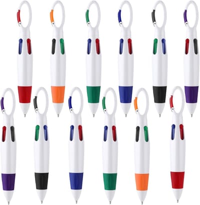 12 Stuks Uittrekbare Pendule Pennen, 4-in-1 Balpen Set, Multicolor Kantoor- en Schoolbenodigdheden, Perfecte Cadeaus voor Studenten en Feestjes