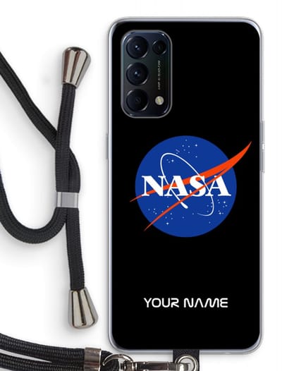 Gepersonaliseerd - Case Company® - Hoesje met koord geschikt voor Oppo Find X3 Lite hoesje met Koord - NASA - Telefoonhoesje met Zwart Koord - Bescherming aan alle Kanten en Over de Schermrand