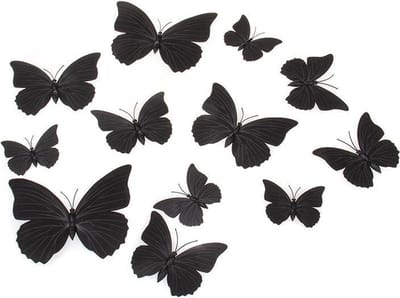 36 Stuks Combi Aanbieding Premium 3D Vlinders Muursticker / Muurdecoratie Voor Kinderkamer / Babykamer / Slaapkamer - Vlinder Sticker Zwart V3