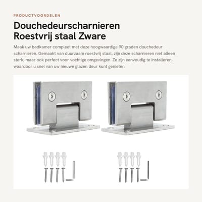 Dailygoods- Douchedeurscharnieren Zware Frameloze Glazen Deurscharnieren - 2 Stuks - Roestvrij Staal - Betrouwbaar Materiaal - Eenvoudig te Installeren - Geschikt voor Badkamer en Toiletglas - Deurscharnier