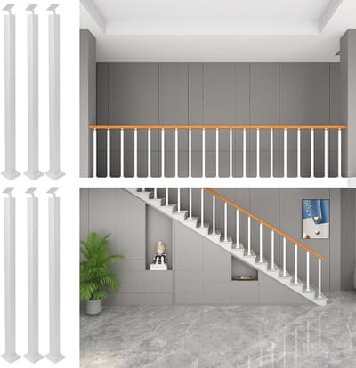 Leuning Paal - Baluster Kolom - Buiten Leunen - Verstelbare Hoek - 60-120 cm Hoog - Wit