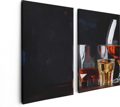 Artaza Canvas Schilderij Tweeluik Sterke Alcohol Drank - Glazen - 80x60 - Foto Op Canvas - Canvas Print