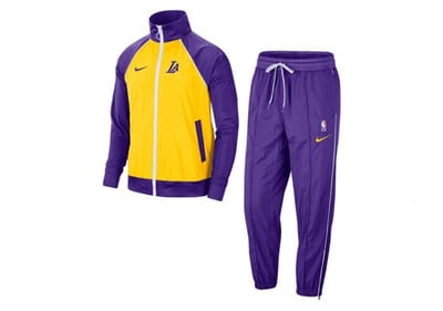 Nike Los Angeles Lakers Courtside Nike NBA-trainingspak - Trainingspak - Maat M - Amarillo/Field Purple/Wit / Paars Wit - Lakers - Basketbal - Heren Trainingspak voor Mannen