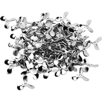 Ensemble de 100 pièces de palettes d'hélice de pêche à 3 pales Appâts de pêche paillettes Hélice métallique Accessoires d'appât argenté