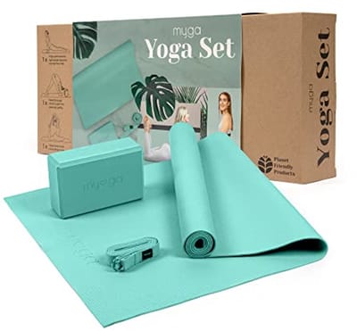 Yoga Starterset voor Beginners - Complete Set met Yogamat, Yogablok en Yogariem - Ideaal voor Pilates, Yoga en Stretching