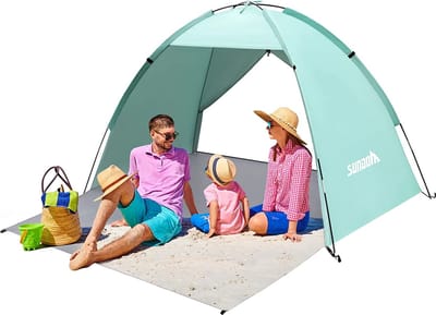 Strandtent 2-3 personen UV-bescherming 50+ XXL windscherm - stabiel en lichtgewicht - perfect voor strand en tuin.
