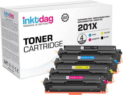 Inktdag huismerk tonercartridges compatibel met HP 201X  ( HP CF400X, HP CF401X, HP CF402X, HP CF403X) 4 Pack multipack voor HP M252dw, M277dw, M274n