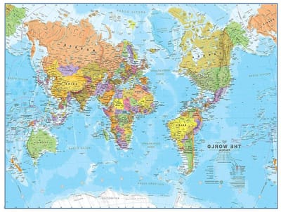 Gegelamineerde Wereldkaart - Wereldkaart Poster - Educatief Leren - Gedetailleerde Cartografie - 43 x 56 cm - Multicolor