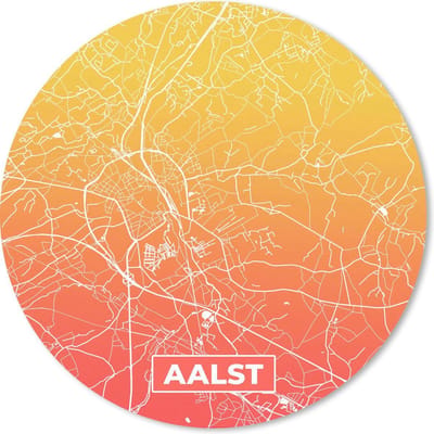 Muismat rond 20x20 cm - Mousepad Stadskaart - Aalst - België - Oranje - Ronde muismatten