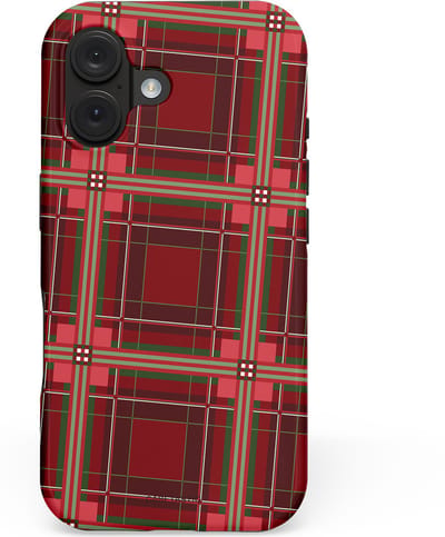 Casetastic hoesje geschikt voor Apple iPhone 16 - MagSafe - Dubbellaagse bescherming - Schots Ruit Rood - Tartan Royal Stewart Plaid - Fashion Case - Bordeaux Taupe Donkergrijs