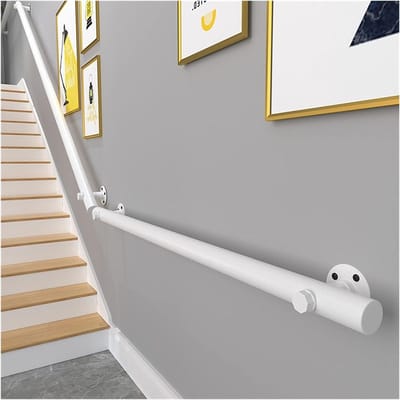 Trapleuning Hout - Muursteun Leuning - Veiligheid Trappen - Massief Hout - Tot 6 meter - Wit