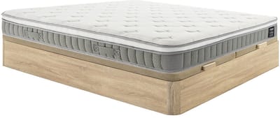 Vente-unique Set 180 x 200 cm licht natuurlijke kofferbed + pocketverenmatras met traagschuim topmatras dikte 21cm - VITOGO van YSMÉE