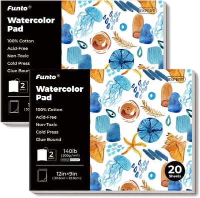 Waterverfblok - Aquarelpapier - Schilderen met waterverf - 100% Katoen Koudgeperst - 12x9 inch 20 vellen - N.v.t.