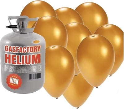 Helium tank met 50x ballonnen - goud - Heliumgas - thema feest ballonnen pakket