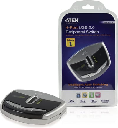 ATEN Enable 4 Computers Aan Share USB hub - 4 - USB 2.0 - Zwart