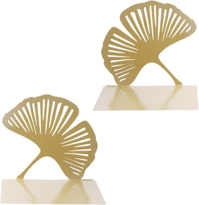 Stijlvolle metalen boeksteunen in goud met antislip pads, perfect voor boekenplank, kantoor en bibliotheekdecoratie