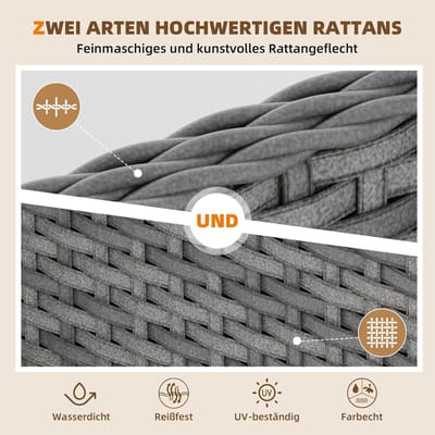 Tuinmeubelset Bellavero – Luxe 5-delige Outdoor Lounge Set voor Balkon en Terras – Rotan Tuinset met Comfortabele Kussens, Weerbestendig & UV-bestendig – Ideaal voor Buiten – Bellavero