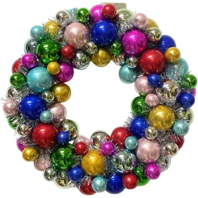 Housevitamin Kerstversiering – Kerstkrans Kerstballen – Kunststof – Multicolour – 34x10 cm – Luxe & Onbreekbaar – Kleurrijke Kerstkrans