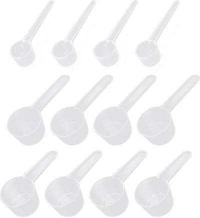 Dailygoods- Maatlepels 12 Stuks - Transparante Kunststof - Maatlepels met Schaalverdeling - Capaciteit 5g/20g/30g - Duurzaam - Herbruikbaar - Keukenmaatlepels