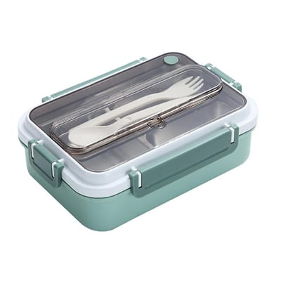 Peysaitr - Bento Box – 304 roestvrij staal – Isolerende lunchbox met 3 compartimenten – Lekvrij – Studenten & volwassenen – Inclusief bestek – Groen – 1000ml – 24x16x8cm – 1 stuk