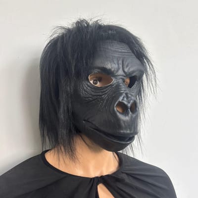 chimpansee hoofddeksel, dieren latex masker One size fits all adults zwart