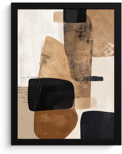 Poster in lijst - Fotolijst 30x40 cm - Posters - Vlakken - Abstract - Zwart - Strepen - Posterlijst zwart - Decoratie - Wanddecoratie woonkamer - Muurdecoratie slaapkamer