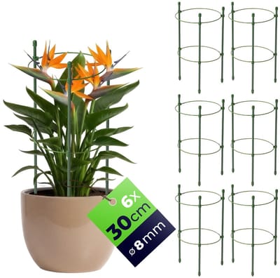 KADAX klimsteun voor planten, 30 cm, 6 stuks, stalen plantensteun, bloemensteun, plantenhouder, klimrek voor klimplanten in de tuin of in een bloempot, klimtoren voor tomaten